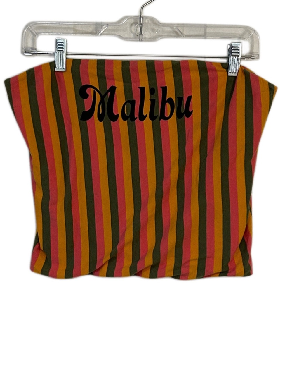 Mighty Fine Bold Stripe Cotton Tube Top in Pink, Yellow & Olive